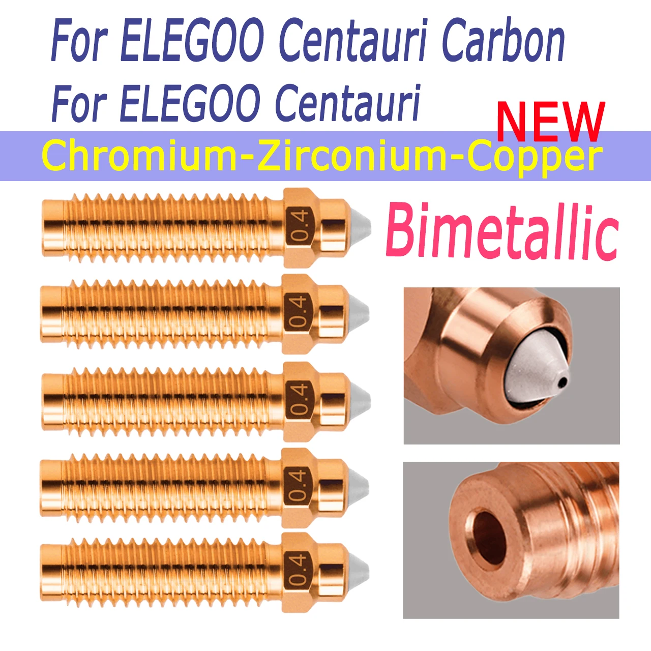 

Bi-metal Nozzle For ELEGOO Centauri Carbon Chromium Zirconium Copper Bimetallic Nozzle For Elegoo Centauri 3D Printing Parts