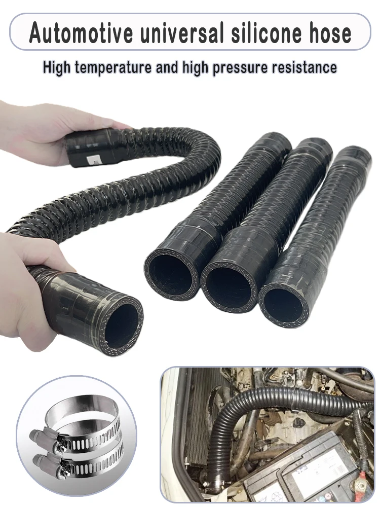Zwarte Siliconen Flexibele Slang Universele Radiator Slang Auto Luchtinlaatpijp Intercooler Luchtfilter Aansluitbuis ID 16 MM ~ 75 MM - afbeelding 2