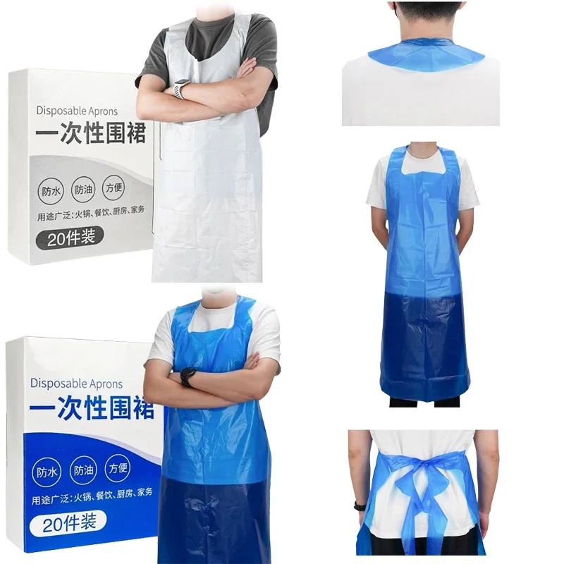 

20Pcs Thicken Disposable Apron Waterproof Adult Painting Art Party Pinafore Kitchen Cooking Housework Picnic DIY Men Women Apron