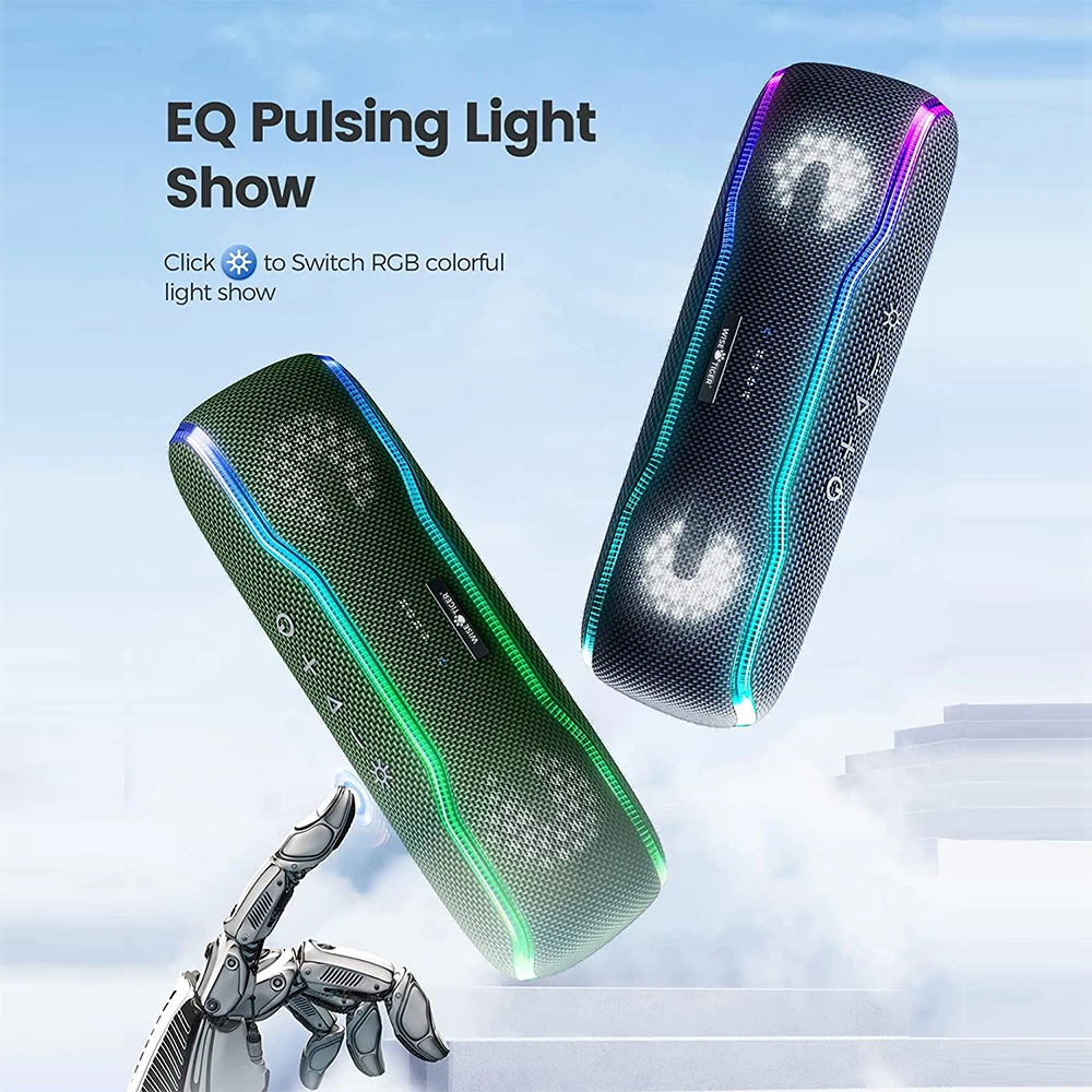 WISETIGER F10C 25W Bluetooth Speaker IPX7 Waterproof Speaker Outdoor Portable Wireless Sound Box BT5.3 RGB Light TWS Connection