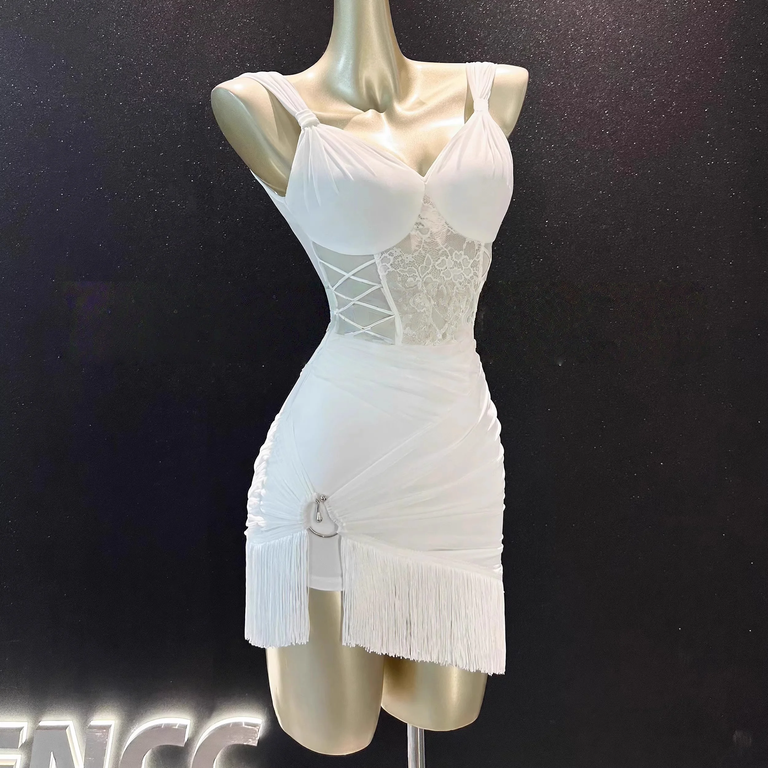 

Женский костюм для взрослых в латиноамериканском национальном стандарте, высококачественный кружевной камзол с разрезом и кисточками, комплект с короткой юбкой, платье с бахромой