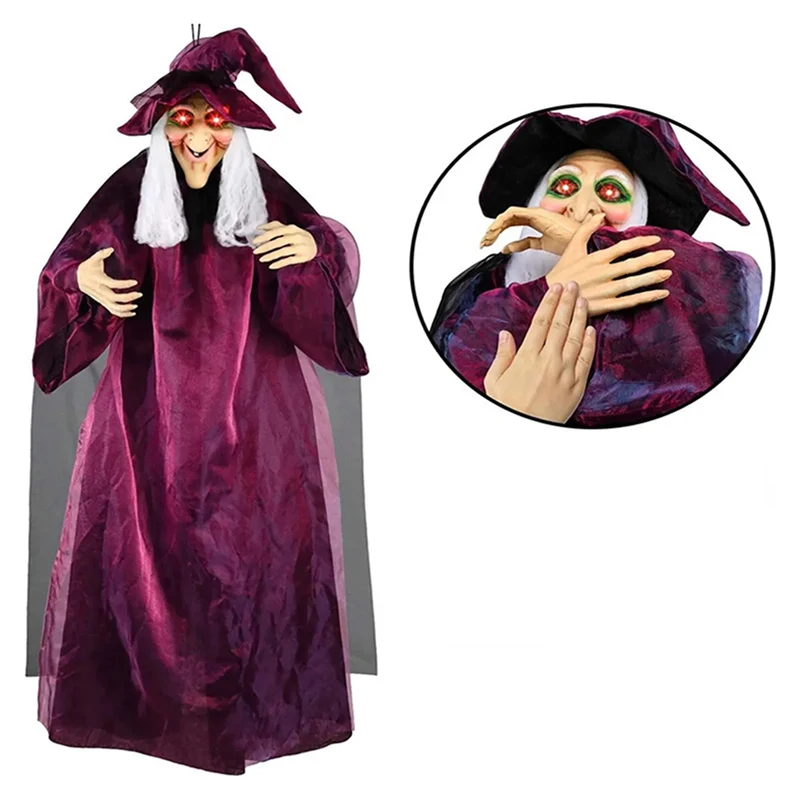 

ABUH-2X украшение на Хэллоуин, голосовое управление, ведьма, большой подвесной призрак, светящийся звук, бар, дом-призрак, украшение ужасов