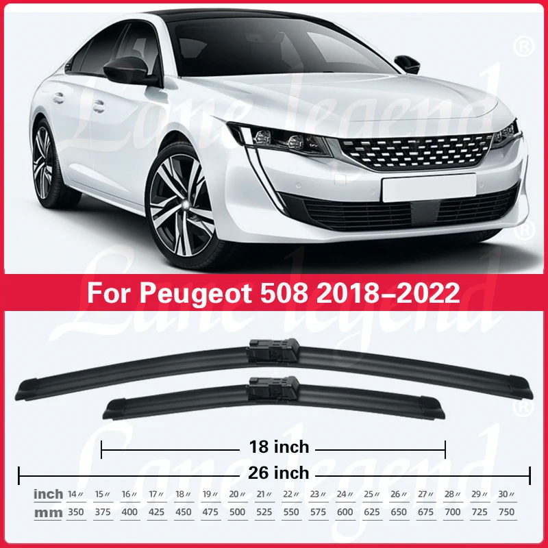 For Peugeot 508 Mk2 2018 2019 2020 2021 2022 Car Front Wiper Blades Soft Rubber Windscreen Clean Window Rain Brush 26\