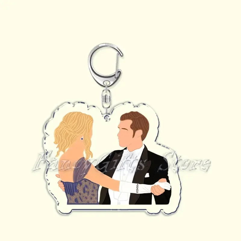 The Vampire Diaries Acrylic Keychain for Accessories Bag Damon Elena Stefan Pendant Key Chain Ring Keychains Jewelry Couple Gift