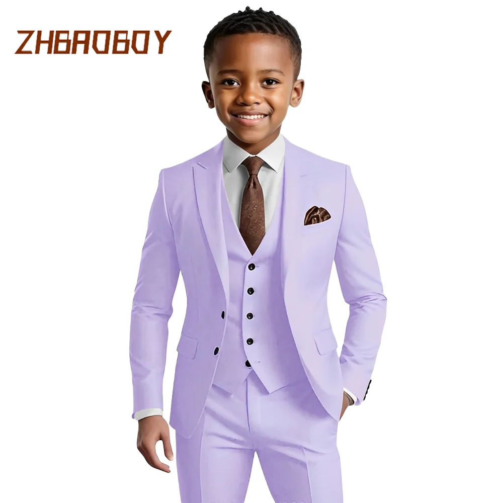 

Boys Suit 3 Piece Slim Fit Tuxedo Kids Formal Outfit Blazer Vest Pant Suit Set for Wedding Party Prom