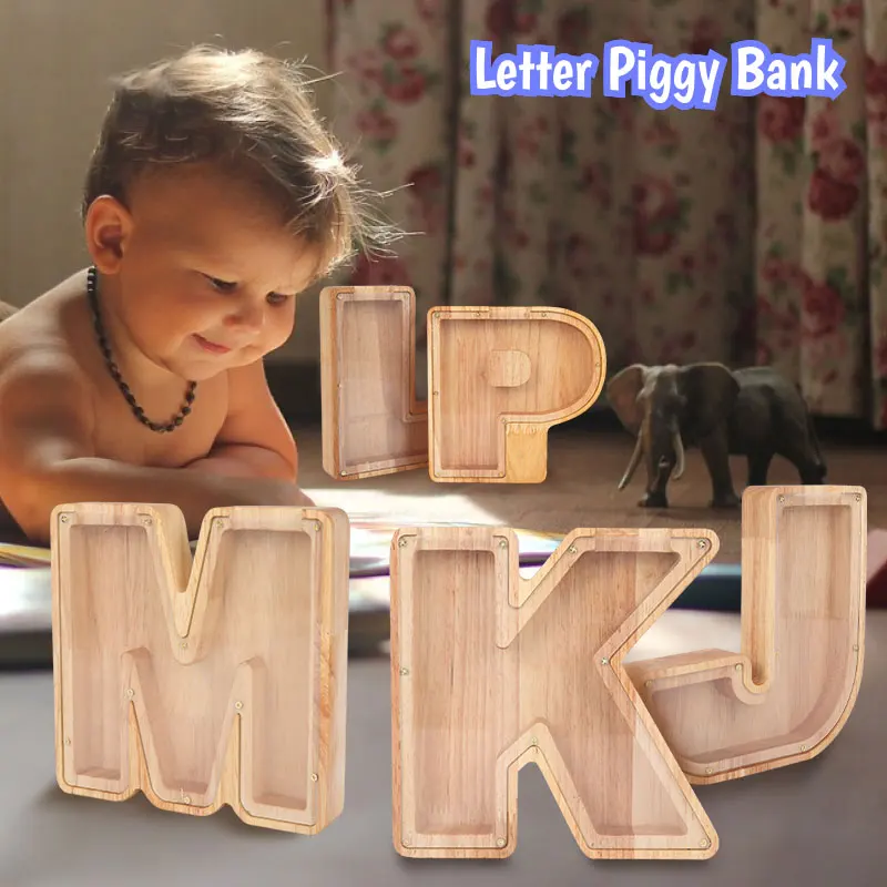 Piggy Bank Wooden Pure Money Box Personalized Wooden Piggy Bank Letter Coin Savings Box Piggy Banks To Save Kids Christmas Gift