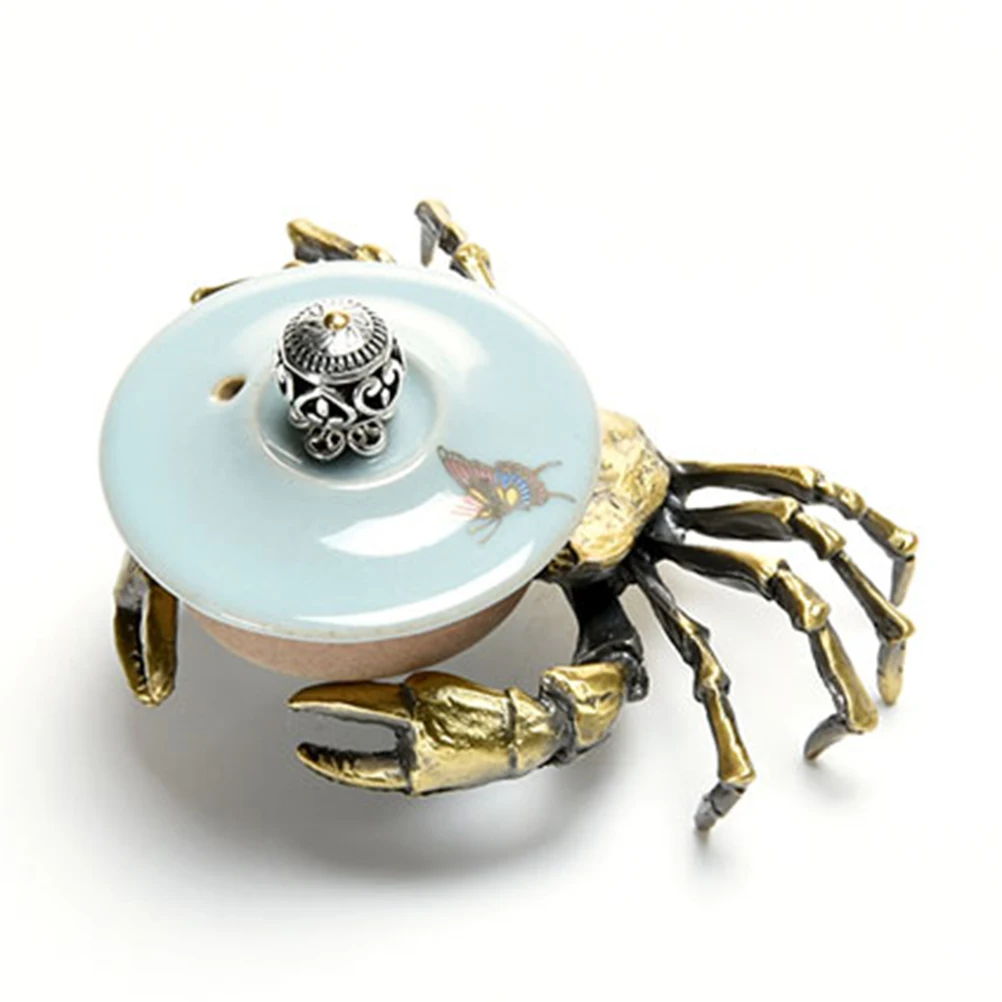 

Metal Teapot Cover Rack Copper Tea Pot Accessories Simulation Crab Covered Lid Metal Kitchen Tea Set Accessories Bronze Size