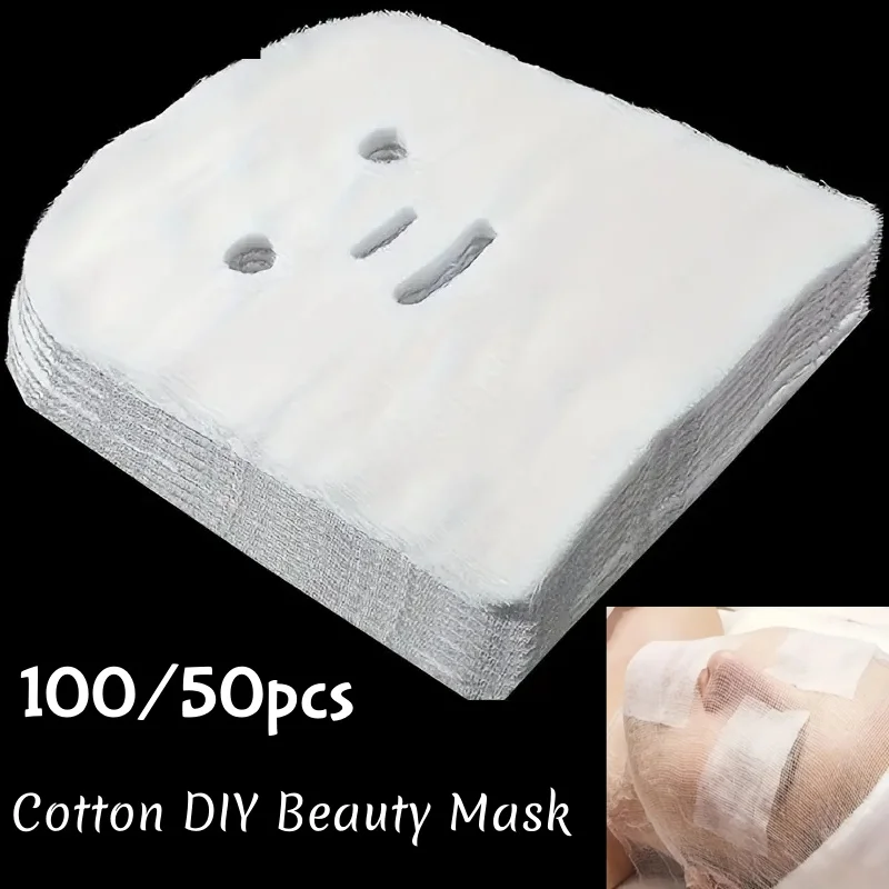 100/50pcs Facial Mask Gauze Soft Cotton DIY Beauty Mask Disposable Mesh Mask for Salon Home Use Skincare Accessories