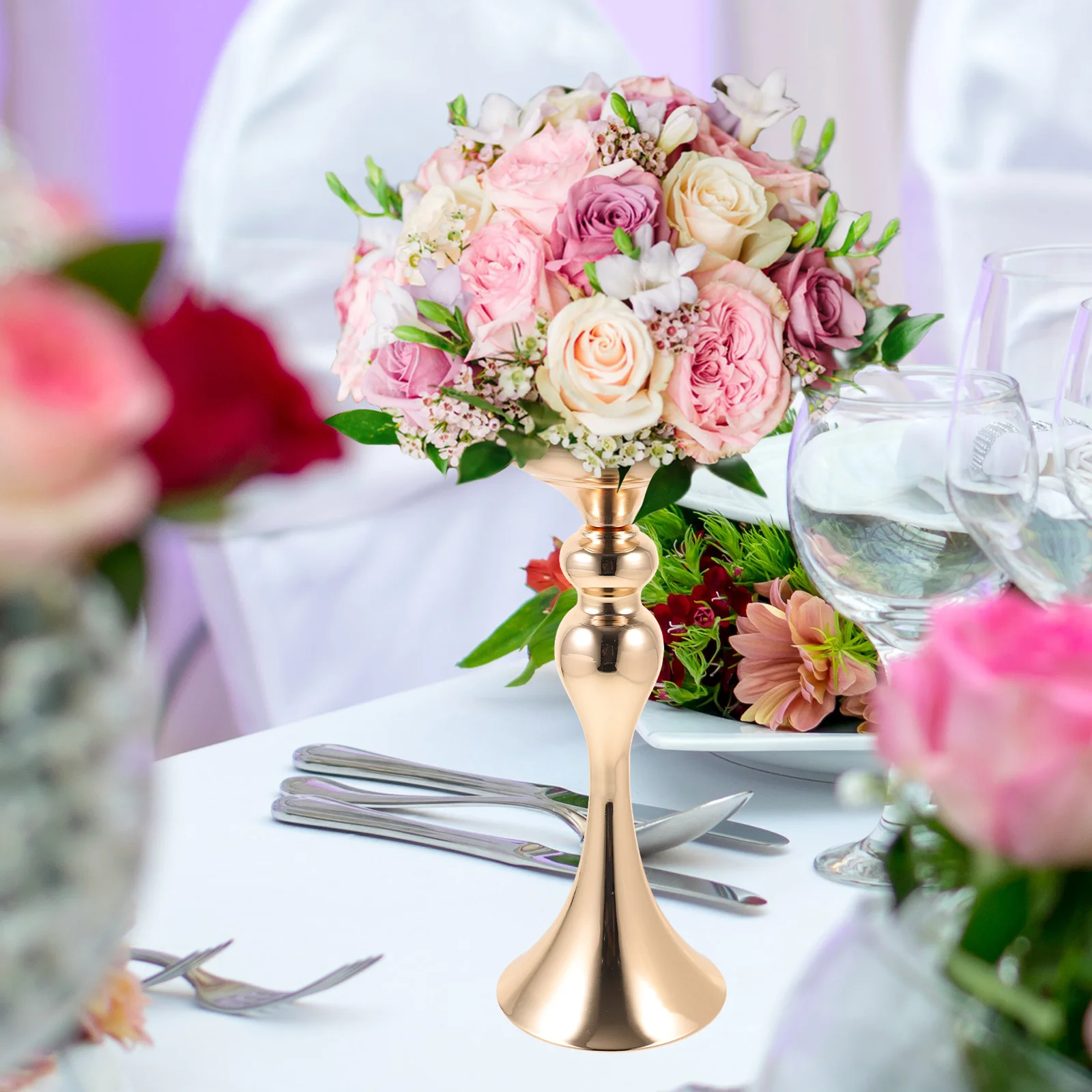 

Tall Metal Table Vase Decor For Wedding Centerpiece Home Decoration Flower Stand Living Room Bedroom Office Shelf Vase