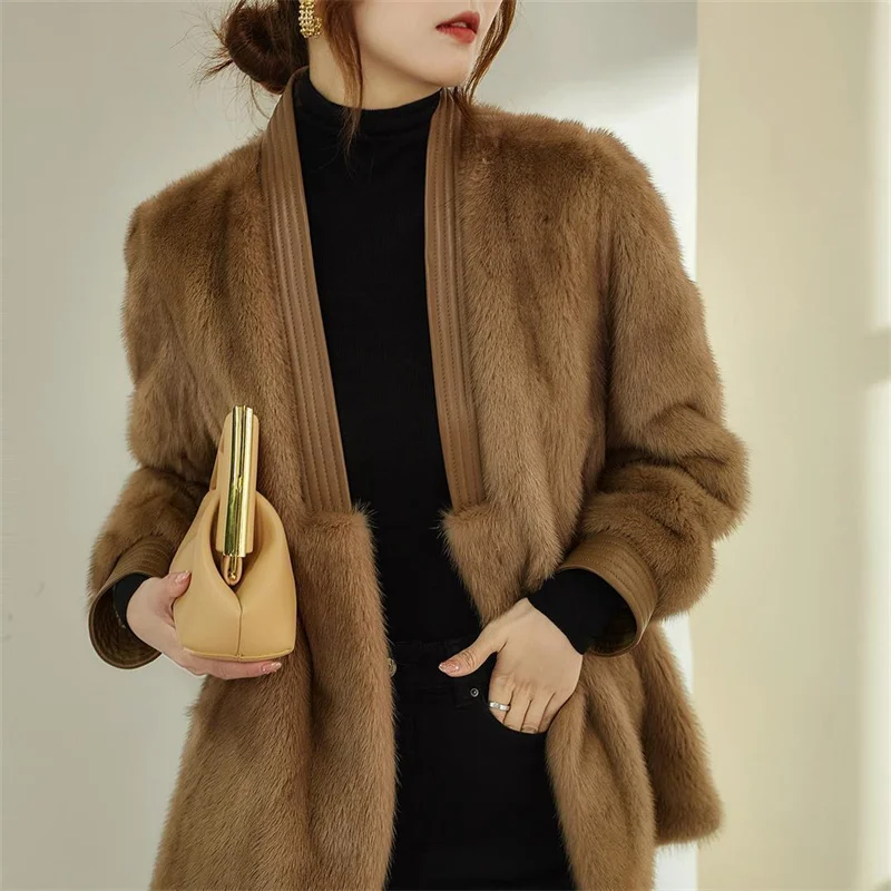 Women Imitation Mink Rabbit Fur Coat Autumn Winter Female New Xiaoxiangfeng Versatile And Fashionable Fur One-piece Thick Top