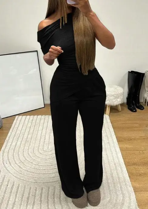 Simple and Elegant Summer Short Sleeved Pants Set for Women's Clothing In Summer 2025