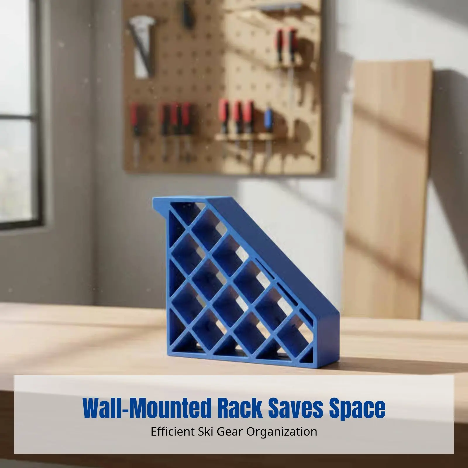

Настенный органайзер для лыж, компактная полка для хранения, современный минималистичный термопластиковый держатель, варианты в темно-синем и сером цветах