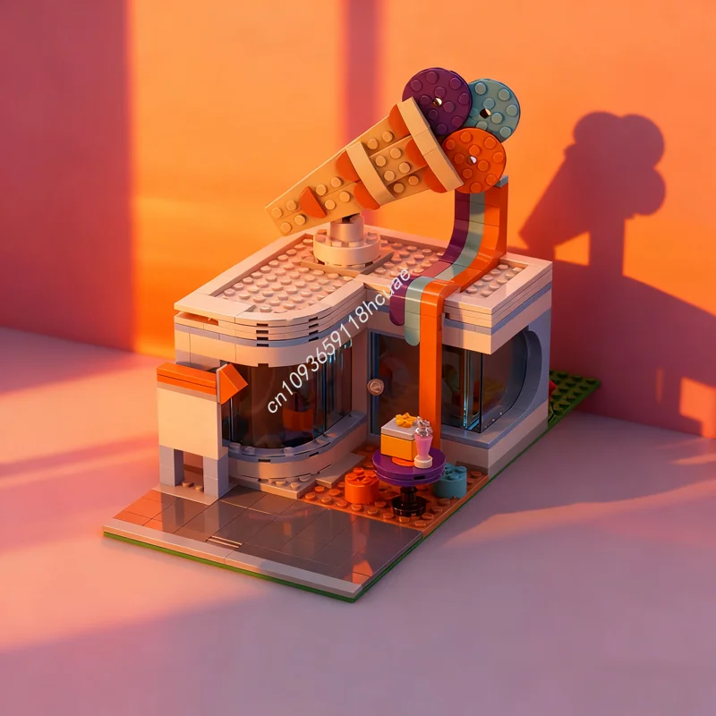 

303pcs MOC Ice Cream Shop Modular Modulared Model Building blocks Christmas gifts Architecture toys creative idea Kids Birthday
