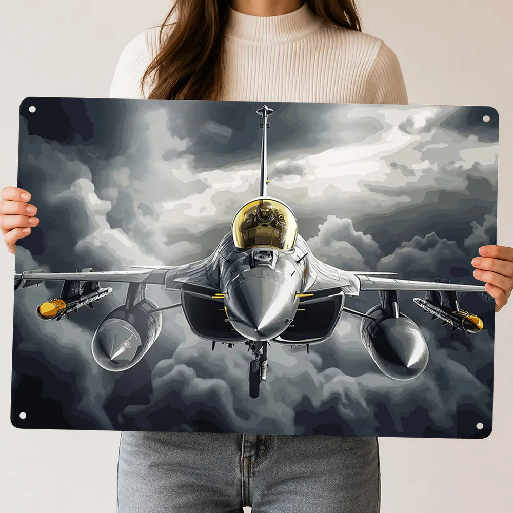Jet Fighter Metal Poster Perfect Gift for Fans Lovers Personalized Wall Art Metal Sign for Custom Plate Room Decorating Interior