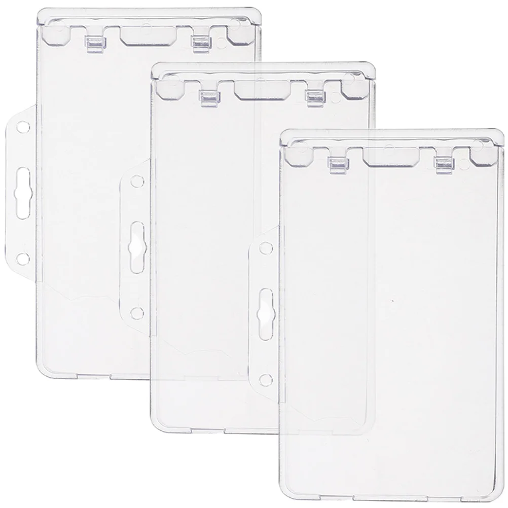 

3Pcs Horizontal Badge Holders Clear Id Card Sleeves Transparent Protective Cards Covers Reusable Slim Multi-Function Storage
