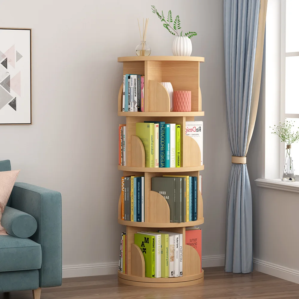 Rotating Bookshelf 360 Degree Bookcase Floor Shelf Simple Multi-layer Creative Home Student Picture Półka na książki storage