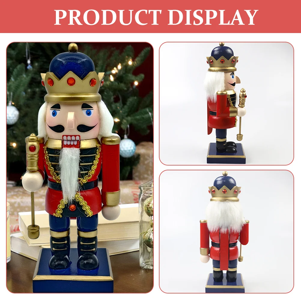 

Wooden Nutcracker Puppet Figure Creative Xmas Decoration Cartoon Design Christmas Gift for Home Car Decor