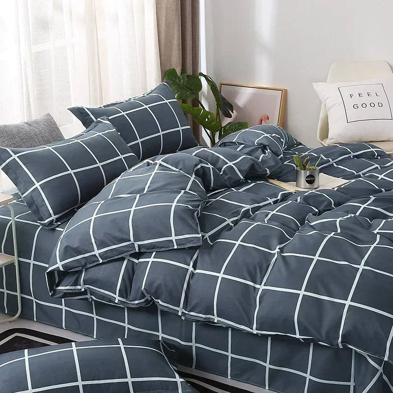 

Nordic Bed Cover Comforter Bedding Sets Printed Checked Quilt 150 180 200 220 Duvet Couple Skin Friendly and Comfortable