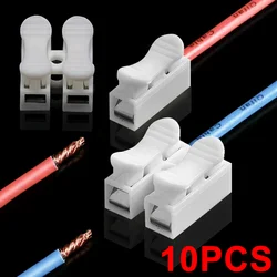 10Pcs Quick Terminal Connector 1P 2P Cable Wire Connector No Screw Terminal Block Spring Clamp Push-Type Connectors