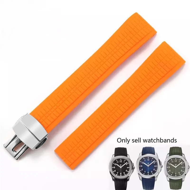 Soft Rubber Watch Band Aquanaut Fits For Patek Philippe Silicone 5164A 5167A 5168A 21mm Folding Buckle Watch Straps