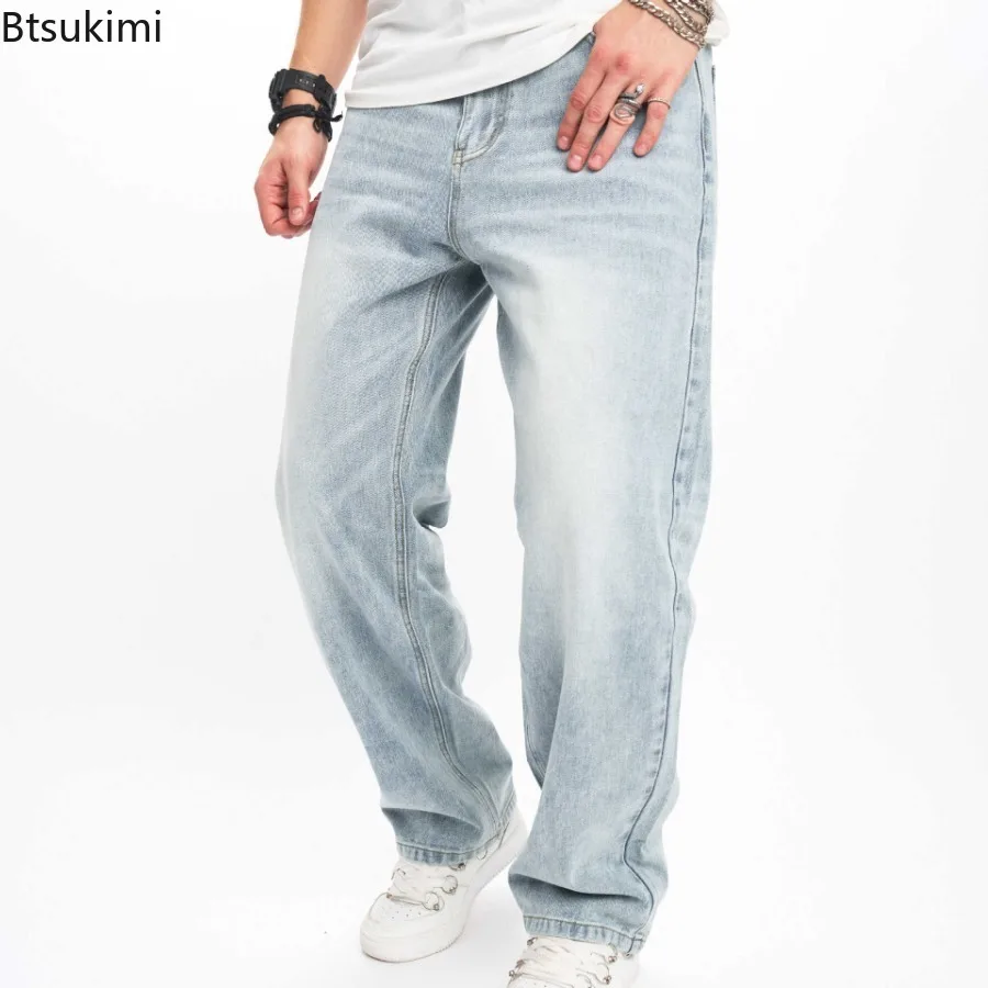 2025 Men's Fashion Jeans Street Fashion Brand Trend Men's Jeans, Loose and Casual Wide-leg Straight Jeans Spring Men's Pants New