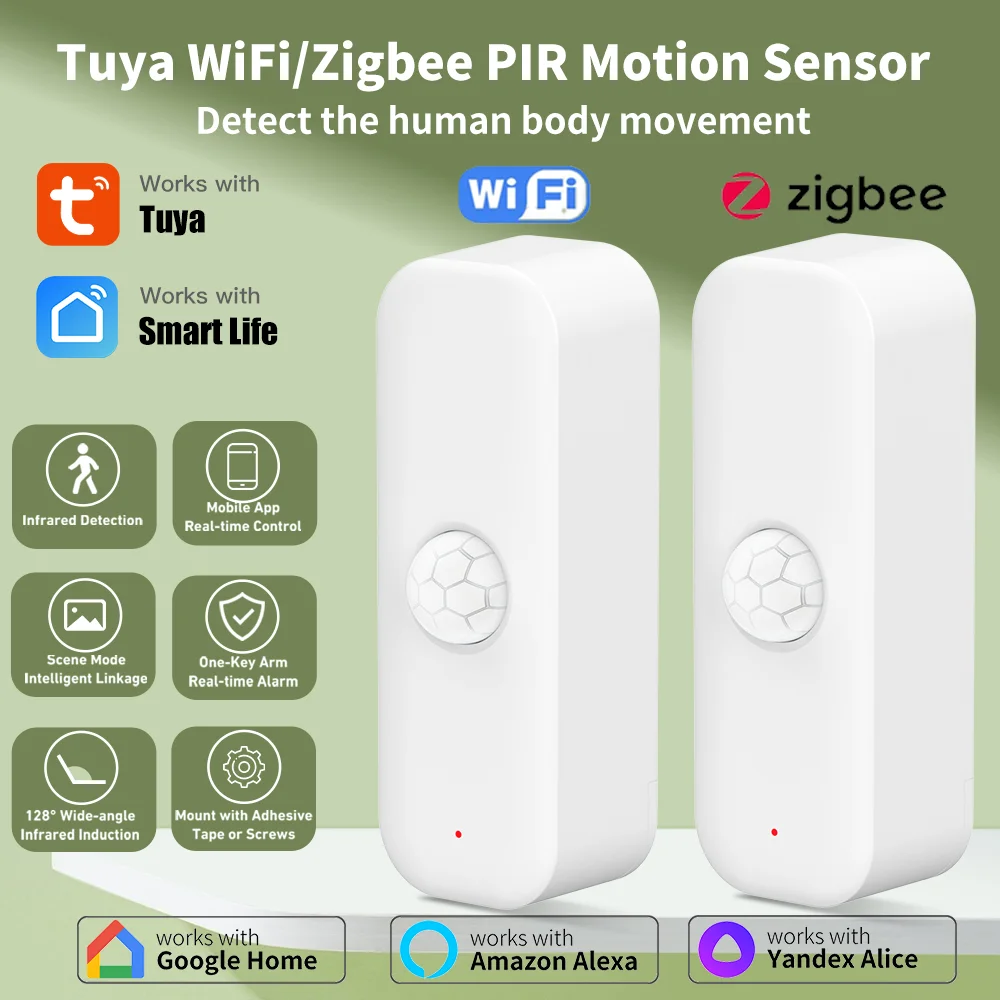 Tuya PIR WiFi /Zigbee Motion Sensor Remote Control Security Home Automation Protection Alarm Smart Life APP Work with Alexa