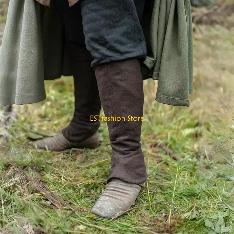 Y5GC Medieval Gaiters Knight Boot Covers Spats Linen Leg Guard Renaissances Costume