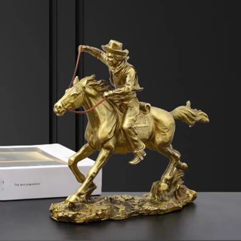 Western Cowboy Resin Ornament Sculpture Statue Art Piece Decor For Home Table Stand Crafts Gift European Style