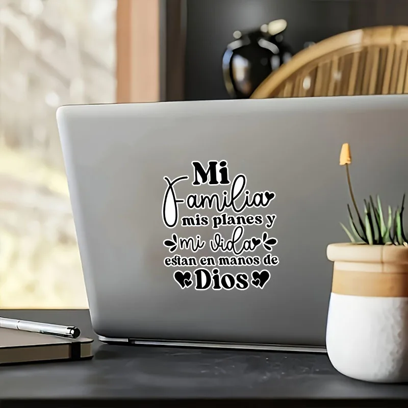 Spanish Bible Verse Mi Familia Mi Vida Vinyl Sticker, Waterproof Durable Decal for Car, Laptop and Water Bottle Decor