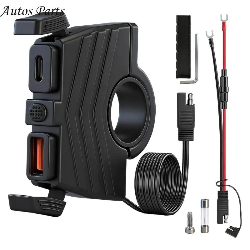 

57BA Waterproof Motorcycle USB Chargers With PD QC3.0 Fast Charging For Smartphones Devices SAE to USB Power Adapter