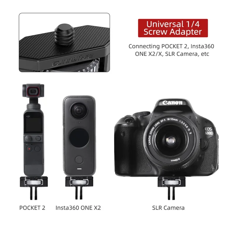محول معدني 1/4 دوران 360 قابل للتعديل سريع الإصدار خفيف الوزن لكاميرا DJI Pocket 2 FIMI PALM 2 Insta360 ONE X2