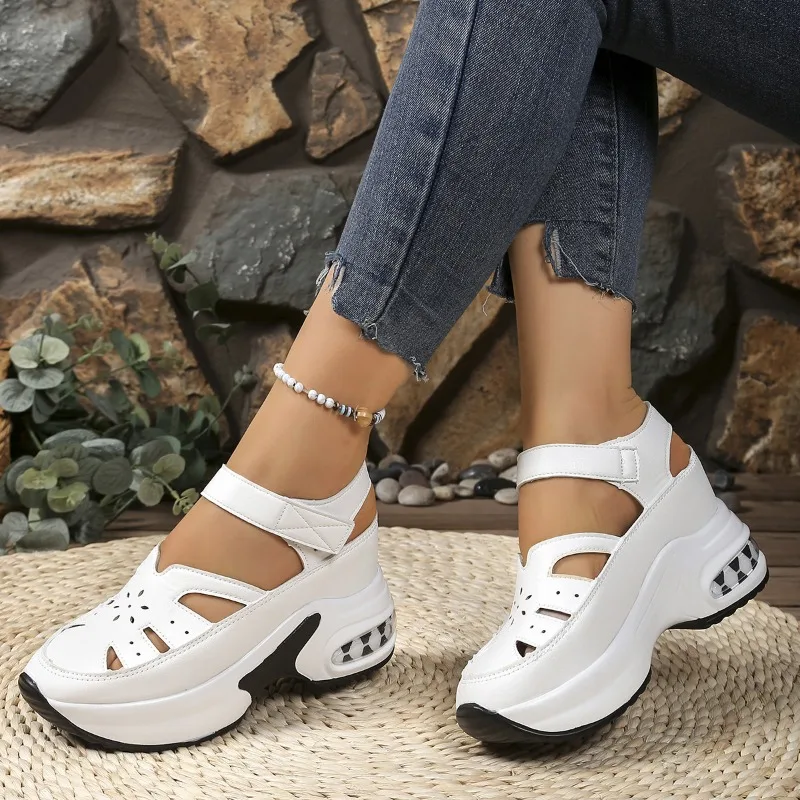 

Summer Women's Closed Toe Sandals Platform Outdoor Hollow Wedges Round Toe Sandals Plus Size Casual Comfortable Womens Shoes