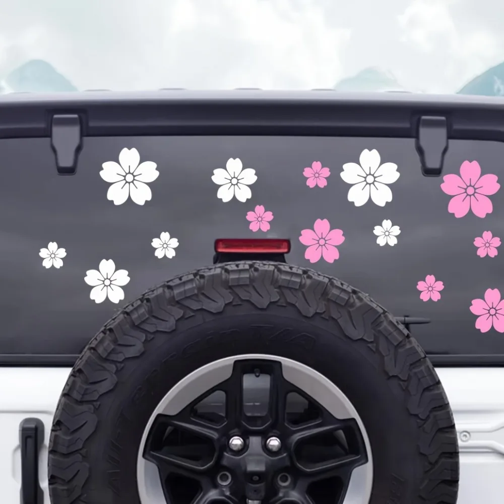 23pcs Sakura Car Decals Vinyl Refit Flower Stickers Waterproof Car Sticker for Hood Windows Body Door Auto Exterior Accessories