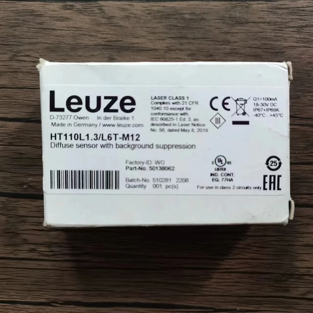 

Brand new and original, Lao Yizhen HT110L1.3/L6T-M12 sensor 50138062 is sold in stock.