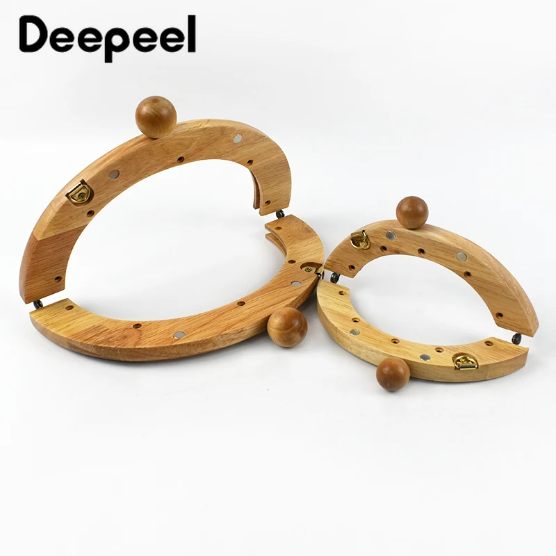 Deepeel Wooden Bag Handle 14/20cm Purse Frames Kiss Clasp for Handbags Wallet DIY Handmade Sewing Brackets Bags Accessories