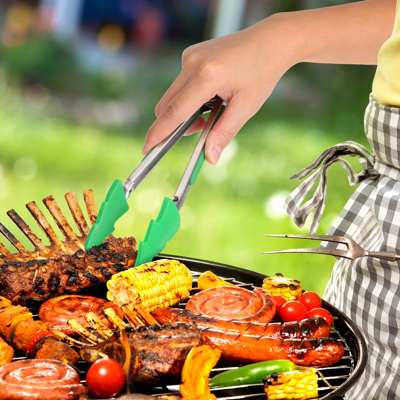 3Pcs Food Tongs Stainless Steel Silicone Heat Resistant Cooking Bbq Kitchen Non Slip Multi Function Steak Clips