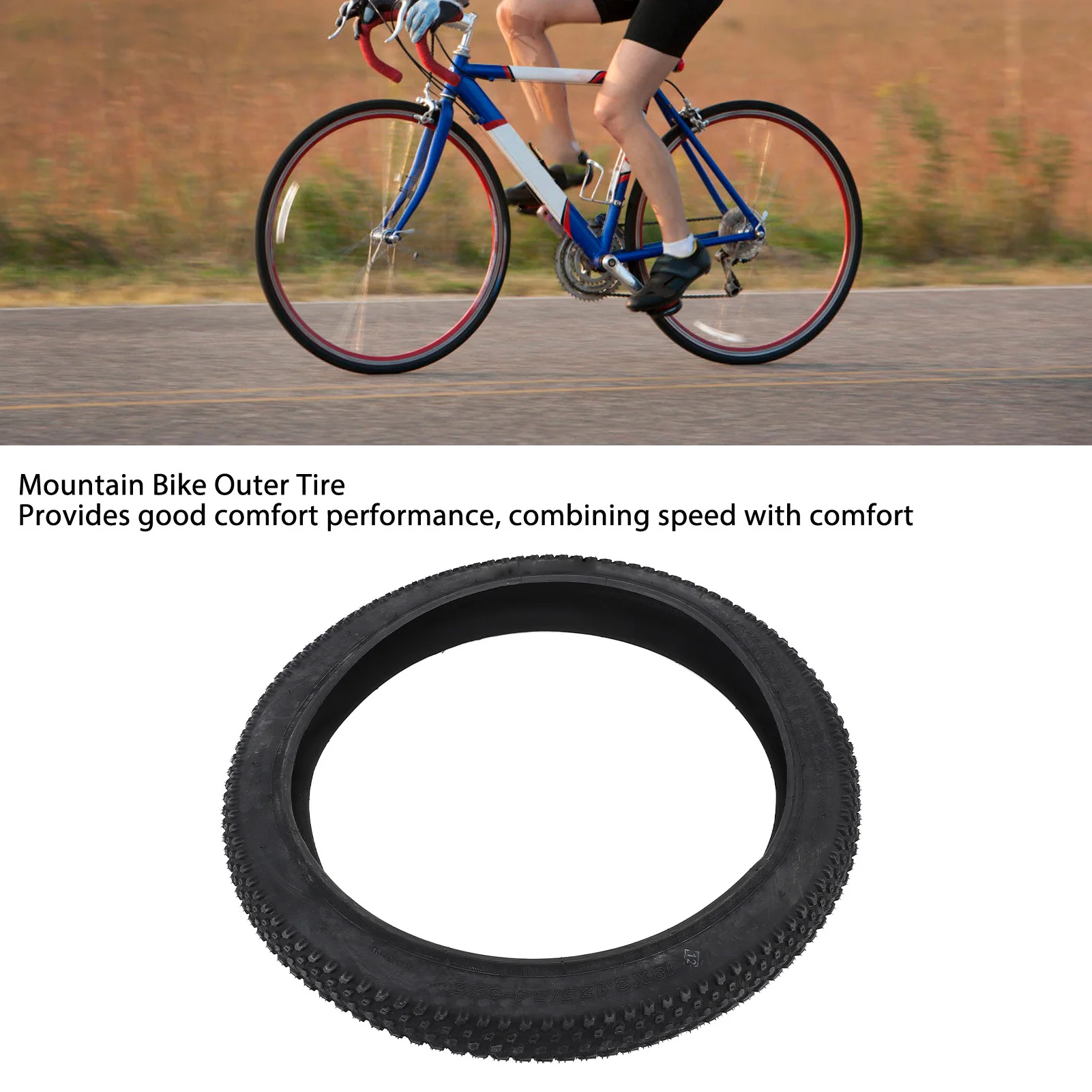 ZK30 Bike Outer Tyre Reduced Rolling Resistance High Traction Tread Rubber Replacement Bicycle Outer Tire for Cycling 18×2.125