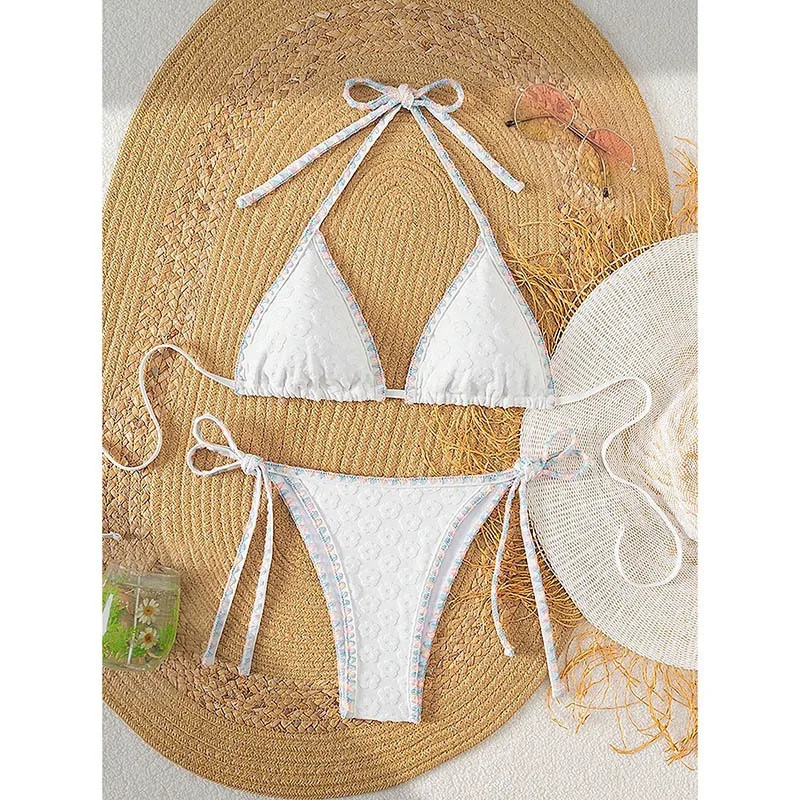 Conjunto de Bikini de lujo para mujer, traje de baño con lazo lateral ajustable, traje de baño Sexy de cintura alta separado para Fiesta EN LA Piscina, vacaciones en la playa, 2025 ​