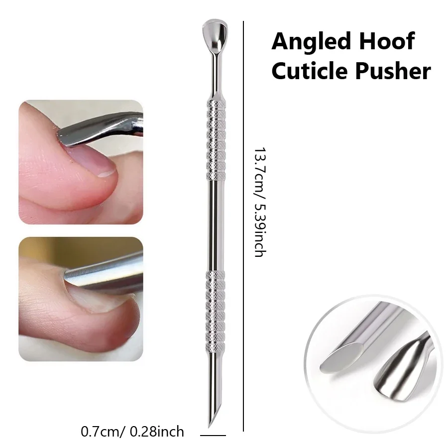 أداة دفع للبشرة من الفولاذ المقاوم للصدأ ذات نهاية مزدوجة، ملاقط، مزيل دفع الجلد الميت لأداة العناية بتنظيف الأظافر والباديكير