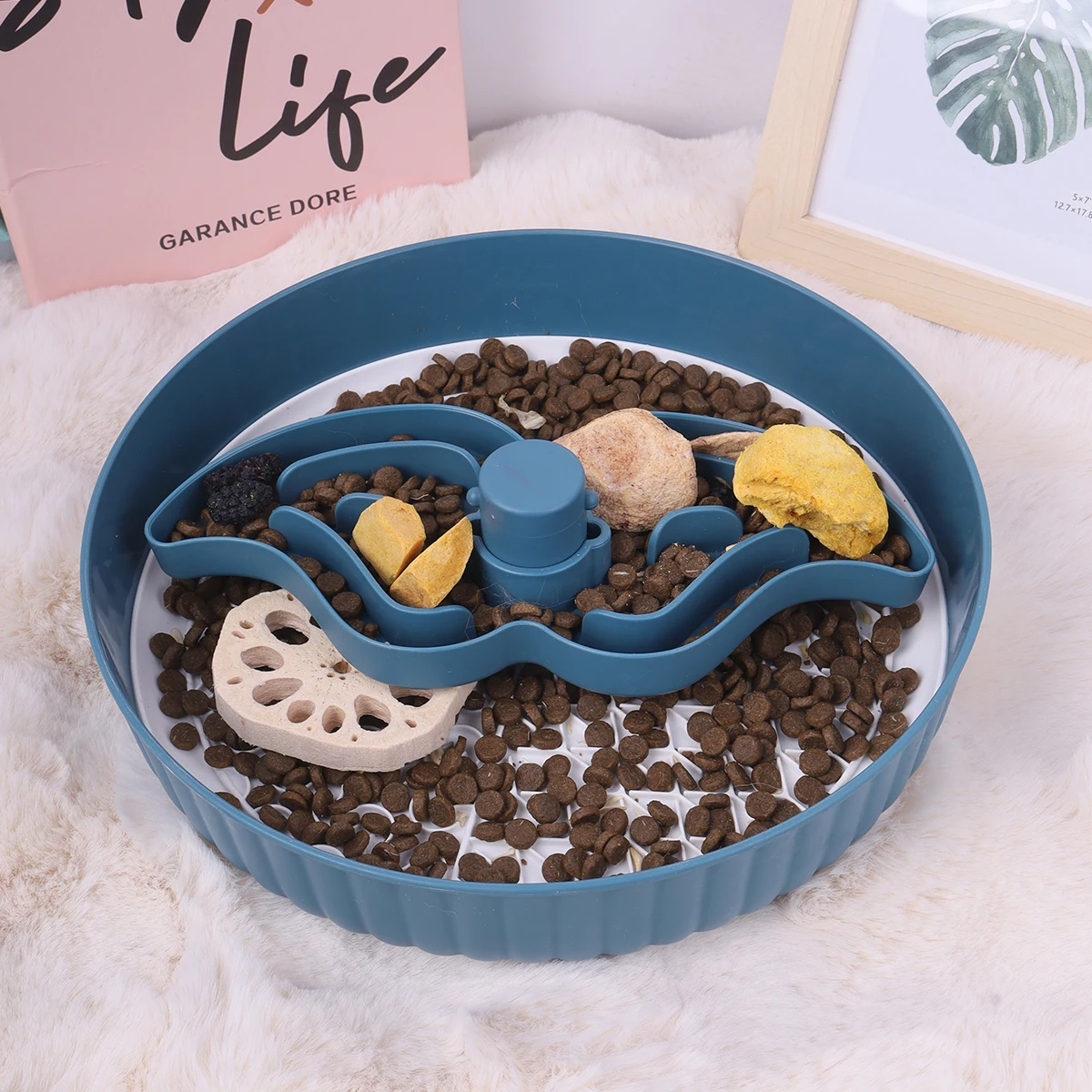 1pc Pet Turntable Slow Food Bowl with Licking Pad, Anti Choking No Spill Dog Puzzle Food Bowl Dog Snack Basin For Multiple Uses