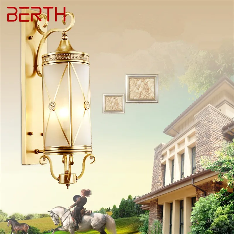 

BERTH Nordic Outdoor Brass Wall Light LED Copper Sconce Lamp Creative Design Decor for Home Courtyard Corridor Aisle