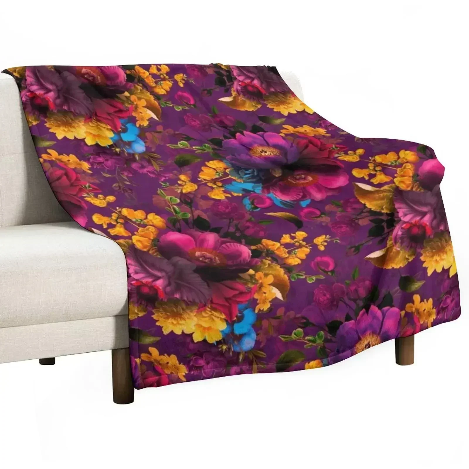 

New Moody florals - Mystic Night 12 Throw Blanket Long Lasting Soft Plush Blanket for Daily Use