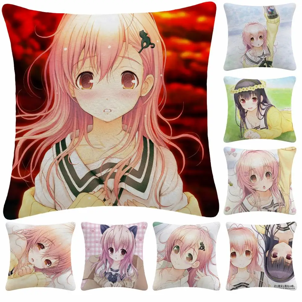 Anime Character A-Aoi Mukou Cushion Cover Soft Plush Decorative Sofa Bedroom Living Room Car Dorm Home Decor Gift