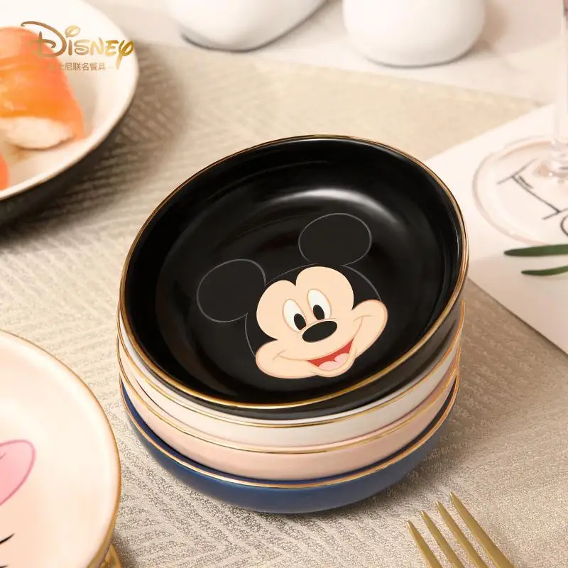 Disney Mickey Minnie Donald Duck Daisy Duck Cartoon Cute Round Household Ceramic Snack Hot Pot Dipping Dish Ingredient Plate