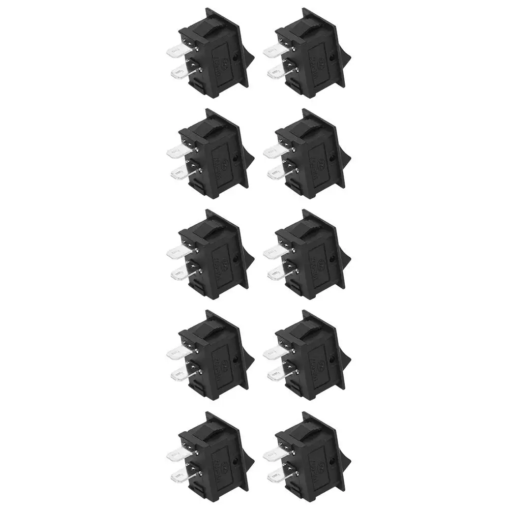 10PC 2-Pin On/Off Rocker Switch - Black Plastic Industrial Accessory