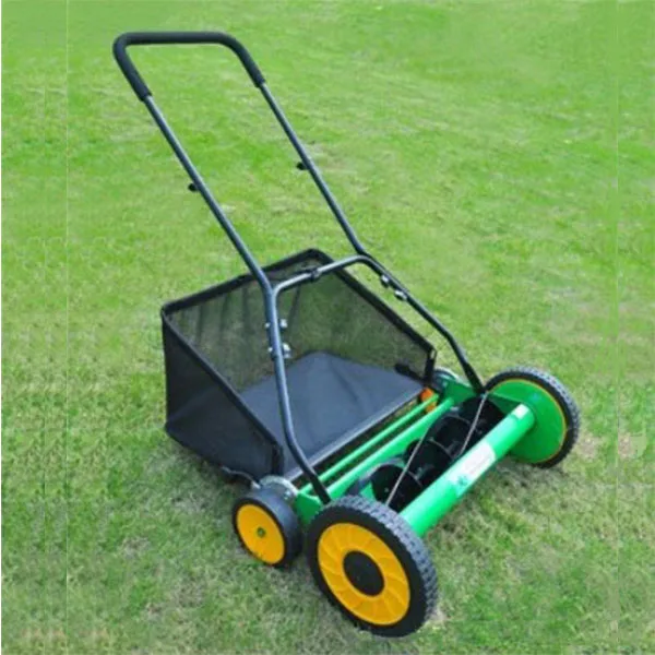 Hand push Portable 16 inch garden Grass cutter with 4 wheels Daily used Industrial Grass Trimmers manual reel Lawn mower