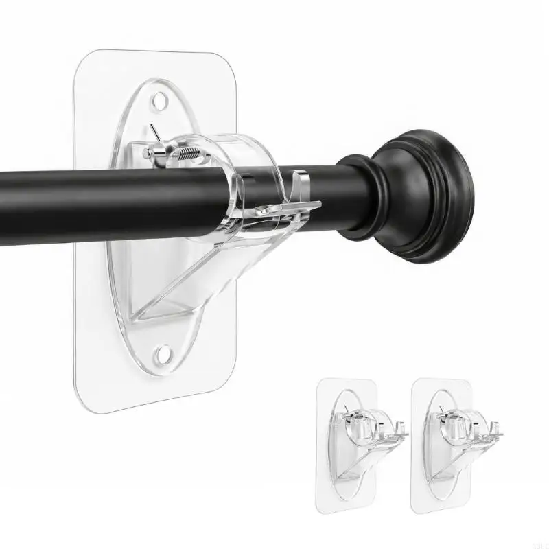 New Individual Adhesive Rod Brackets, None Drill Needed Curtain Rod Holders X3UC