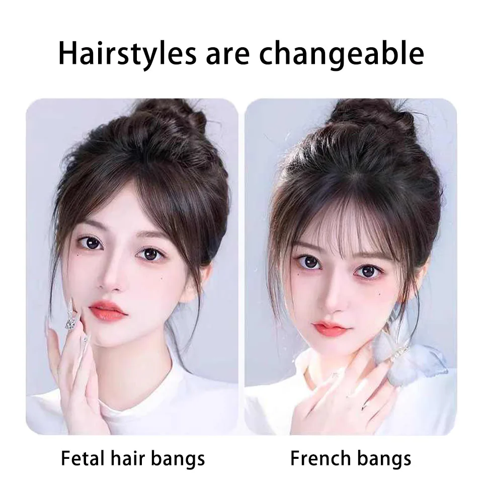 Postiche avec frange pour femme, 100% cheveux humains, frange à air naturel, postiches avec temples, 03/Wear