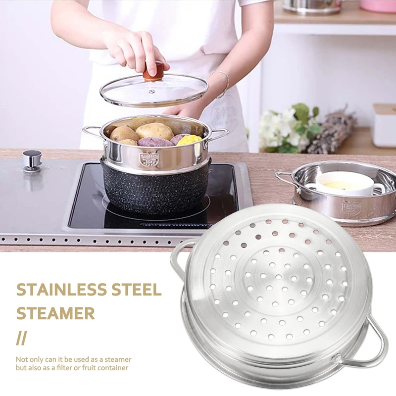 スチーマー 18 センチメートル肥厚食品スチームラックステンレス鋼スチーマー二重耳スープポットミルクポットキッチンツール