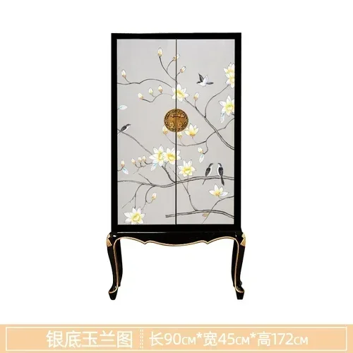 

Окрашенный домашний двухдверный шкаф из массива дерева для хранения вещей, простой настенный шкаф с высокими ножками для дома, спальни